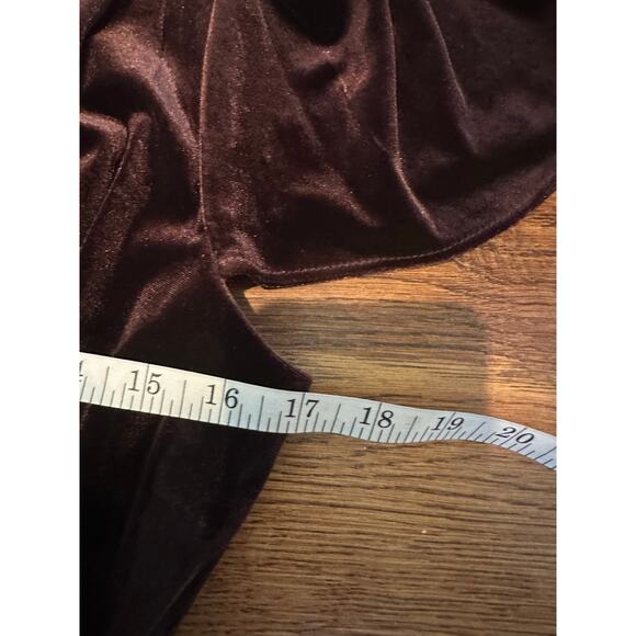 DKNY Women's Velvet Faux Wrap Midi Dress - Brown - Size 12 Elegant Style - Picture 8 of 9